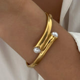 Daiiibabyyy  Classic Devil's Eye Stainless Steel Gold Plated Bracelets for Women Men Wave Twisted Stacking Bangles Wedding Party Jewelry