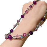 Daiiibabyyy  Amethyst Beaded Necklace Braided Clavicle Chain