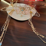 Daiiibabyyy  Antique  Antlers Fringed Hair Crown Accessories Antique Princess Hair Crown Sweet Accessories