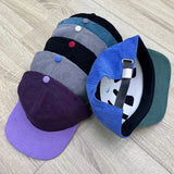 Daiiibabyyy Korean Retro Color Matching Corduroy Women's Hats Autumn and Winter Versatile Show Face Small Flat Edge Baseball Caps for Men
