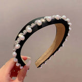 Daiiibabyyy  Headwear Irregular Wide Hairband Rhinestone Waterproof Pearls Sponge Headband Sparkling Gorgeous Rhinestone Korean Hair Hoop