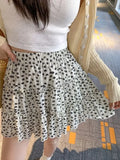 Daiiibabyyy Women Floral Ruffles Sweet Mini Skirts Female Elastic High Waist A-line Short Girls Vintage Preppy Style 2024 Summer Skirts