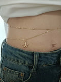 Daiiibabyyy  Bohemian Minimalist Starfish Charm Geometric Double-layer Sexy Waist Chain Women Beach Vacation Fashion Jewelry Body Chain