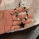 Daiiibabyyy Boho Kpop black Star Pendant Choker Necklace Women Goth Beads Chain Y2K Jewelry Accessorie New