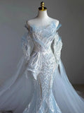 Daiiibabyyy  Elegant Appliques Wedding Dress Strapless Bridal Gowns Detachable Train Pearl Bride Dresses Princess Customized Vestido de novia