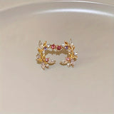 Daiiibabyyy  Korean Exquisite Flower Butterfly Earrings for Women Bling Cubic Zirconia Stud Earring Girl Wedding Party Sweet Jewelry Gifts