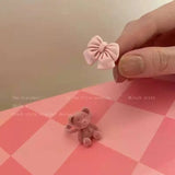 Daiiibabyyy Pink Cute Bear Ring Female Kawaii Candy Color Bow Ring Jewelry for Women New Kpop Trendy Elegant Charm Aesthetic Y2k Accessories