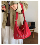 Daiiibabyyy  Fashion Preppy Letter Embroidery Shoulder Bag Vintage Y2k Aesthetic Kawaii Women's Handbags Casual All Match Ins Crossbody Bags