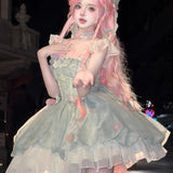 DAIIIBABYYY  -  Japan Lolita Jsk Sweet Dress Women Elegant Ruffles Lace Bandage Princess Strap Dresses Girls Y2k Kawaii Tea Party Mini Dress