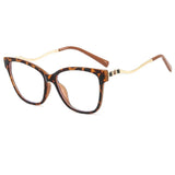 DAIIIBABYYY  -  Blue Light Blocking Glasses TR90 Cat Eye Color Block Metal Frame Clear Lens Computer Glasses Spectacles for Women Oculos