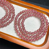 DAIIIBABYYY  -  6MM Natural Strawberry Quartz Triple Circle Bracelet Fashion Gemstone Jewelry For Women Healing Bohemia Holiday Gift 1PCS