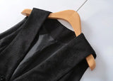 DAIIIBABYYY  -  Spring Autumn New Chinese Style V-neck Jacquard Vest Jackets Women's Retro High-end Buckle Side Pleated Loose Casual Waistcoat