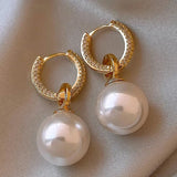 DAIIIBABYYY  -  sliver-plated Pearl Zircon Earring for Women Girl Party Gift Circular Temperament Banquet Jewelry