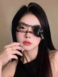 Daiiibabyyy  Women Sweet and Cool Black White Lace Bows Heart Cross Eye Mask Suitable for Halloween Theme Lolita Dark Gothic COS Accessories