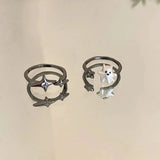 Daiiibabyyy  Sweet Ghost Cross Opening Rings for Women Unique Cute Finger Opening Adjustable Rings Couple Rings Fashion Jewelry Birthday Gift