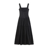 DAIIIBABYYY  -  Slim Fit Vest Patchwork Dress for Autumn , New Pleated Hem Covering Crotch and Long Skirt Underneath