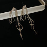 Daiiibabyyy  Silver Needle Knotted Tassel Earrings for Women Fashion Unique Design Drop Earring Light Luxury High-end New Jewelry
