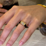 Daiiibabyyy  New Vintage Wide Sided Geometric Crystal Opening Rings for Women Luxury Shiny Contrasting Index Finger Rings Jewelry Gifts
