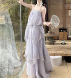 Daiiibabyyy  Lace Cami Tiered Dress Elegant Swing Maxi Dress for Women Vacation Slim Fit Outfit