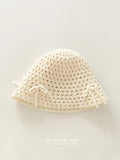 Daiiibabyyy Korean Ins Spring Summer New Sweet Cute Hollow Bow Knitted Sun Bucket Hat Female Sunshade Fisherman Hat