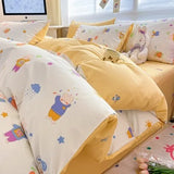 DAIIIBABYYY  -  Bedding Class A All Cotton Face Mask Dormitory Skin friendly Fresh Bed Sheet and Quilt Cover Pure Cotton Four piece Set Three