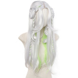 Daiiibabyyy  26inches Synthetic Cosplay Wig For Women Long White Green Wig for Halloween Christmas Parties Cosplay Wig