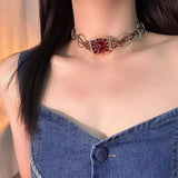 DAIIIBABYYY  -  Fashion Punk Ring Hollowed-Out Watch Collarbone Chain Lady Lovely Exquisite Necklace Gift For Girlfriend