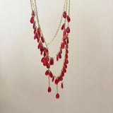 DAIIIBABYYY  -  Palace Feng Shui Drops Pomegranate Red Stacking Necklace Retro Subculture Personalized Clavicle Chain