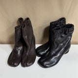 Daiiibabyyy  Autumn Winter Fashion Elastic Band Split Toe Women Ankle Boots Comfortable Soft Leather Med Heeled Tabi Chunky Short Boots Shoes