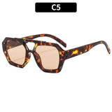 DAIIIBABYYY  -  Leopard Trendy Women Sunglasses Square Chic Decorative Beach Sun Shades for Outdoor Travelling with UV Protection