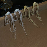 Daiiibabyyy  Silver Needle Knotted Tassel Earrings for Women Fashion Unique Design Drop Earring Light Luxury High-end New Jewelry