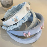 Daiiibabyyy -  Princess Sparking Zirconium Bow Hairhoop Women's Blue Hairpin Internet Hot New Face Wash Hair Band Outing Headdress
