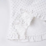 Daiiibabyyy  New Pure Desire Sexy Polka Dot Printed Bow Tie Button Down Shirt Casual Slimming Long Sleeved Top Women