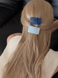 Daiiibabyyy  Blue Striped Hair Spring Clip Square Heart Acetate Hairpin Cute Black White Polka Dot Side Hair Clips Vintage Hair Accessories