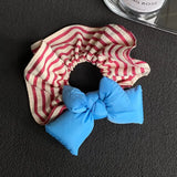 Daiiibabyyy  1PC Striped Hair Scrunchies With Puffy Bows, Colorful Cute Hair Ties, Fashionable Hair Accessories For Women