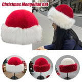 Daiiibabyyy  Christmas Red Fluffy Fur Bucket Hats women Thick Plush Winter Hat Imitation Mink Fur Christmas Hat Windproof Warm Panama Caps