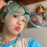 DAIIIBABAYYY  -  Retro Anti-Blue Light Glasses Women Sweet Girls Y2K Oval Frame Narrow Spectacles Eye Protection Vintage Computer Reading Eyewear
