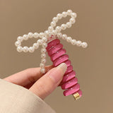 DAIIIBABYYY  -  Fashion Beaded Bow Telephone Wire Hairband Ponytail Braid Elastic Spiral Rubber Band Simple Hair Ties For Girls Hair Accessories