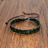 Daiiibabyyy  New Retro Ethnic Fabric Printed Plant Hemp Leaves Handmade Woven Bracelets for Men Women Personality Jewelry Accessories Gifts