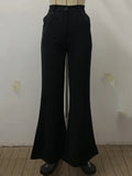 DAIIIBABYYY  -  Beauty Blue Black Women's Pants Office Lady Suit Pant New Fashion High-Waisted Pocket Loose Simple Button Female Wide-leg Pants