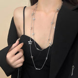 Daiiibabyyy  Minimalist Silver Color Matte Snake Bone Chain Necklace for Women Fashion Adjustable Long Sweater Chain Luxury Neck Jewelry