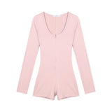 DAIIIBABYYY  -  Hot Girls Grey Skinny Long-sleeved Jumpsuit Women's Spring Fitness Sports Casual High Waist Wrap Hip Jumpsuit Female Clothes