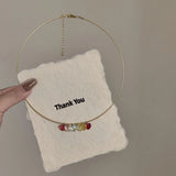 Daiiibabyyy  Sweet Rainbow Color Heart Zircon Charm Choker Necklace For Girls and Women Fashion Jewelry Summer on Holiday