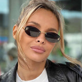 DAIIIBABYYY  -  Punk Y2K Sunglasses Female Outdoor Shades Rimless Driving Eyewear Glasses Retro Letter Oval Sun Glasses Oculos De Sol