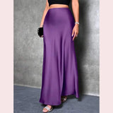 Daiiibabyyy  Black Elegant Satin Midi Skirt Women High Waisted Fashion American Draped Skirt Solid Sexy Bodycon Classic Spring Summer Skirt