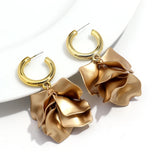 Daiiibabyyy  New Trend Acrylic Large Pearl-luster Petal Flower Drop Earrings for Women Personal Exaggerate Earrings Trend Jewelry