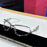 DAIIIBABYYY  -  Rhinestone Metal Oval Shades Women Men Shiny Diamonds Sunglasses 2024 Unisex Bling Eyeglasses Frames Fashion Eyewear Glasses