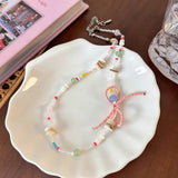 Daiiibabyyy Korean Style Ins Style New Bow Beaded Necklace for Women Fashion Unique Design Sweet Colorful Collar Chain Versatile Accessories