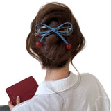 Daiiibabyyy  1PC Cute Cherry Blue Bow Hair Clips, Sweet Transparent Hair Claws, Fashionable Hair Accessories for Women and Girls