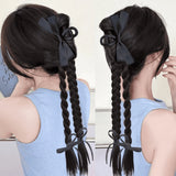 Daiiibabyyy  Synthetic Claw Clip Ponytail Braid With Butterfly Grip 18Inch Brown Black Twisted Braid Ponytail Claw Curly Hair Extension